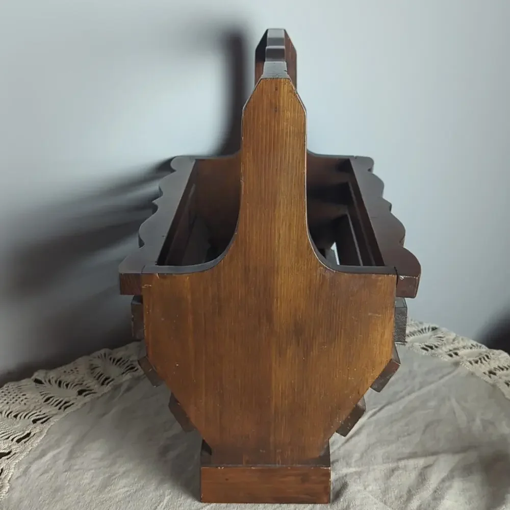 Vintage Solid Wood Mail & Magazine Rack Cottagecore Home Organization